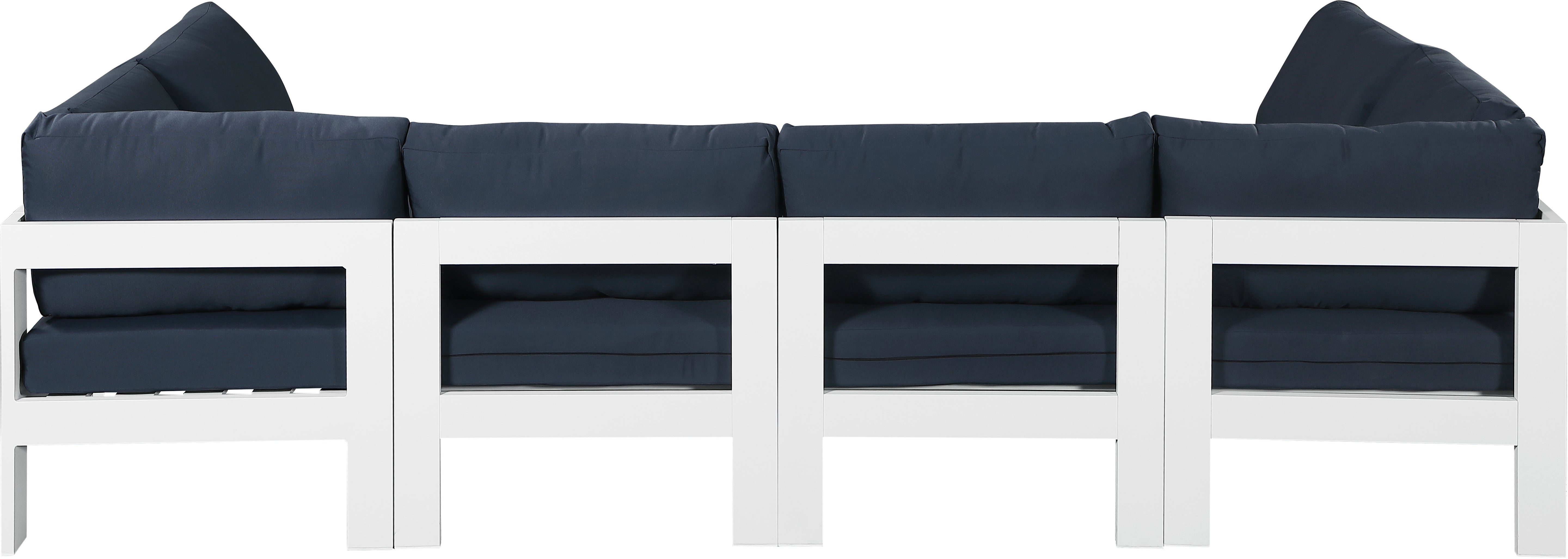 Nizuc 120" Water Resistant Fabric Upholstered Outdoor Patio 6pc. Modular Sectional