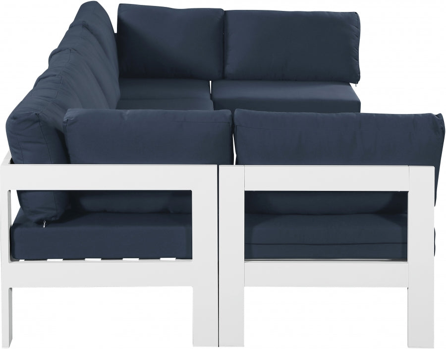 Nizuc 120" Water Resistant Fabric Upholstered Outdoor Patio 6pc. Modular Sectional