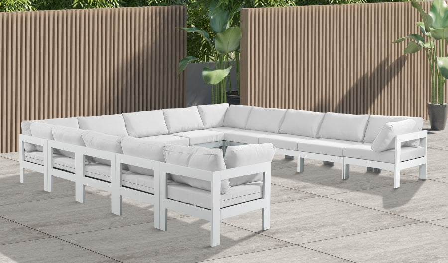 Nizuc 150" Water Resistant Fabric Upholstered Outdoor Patio 13pc. Modular Sectional