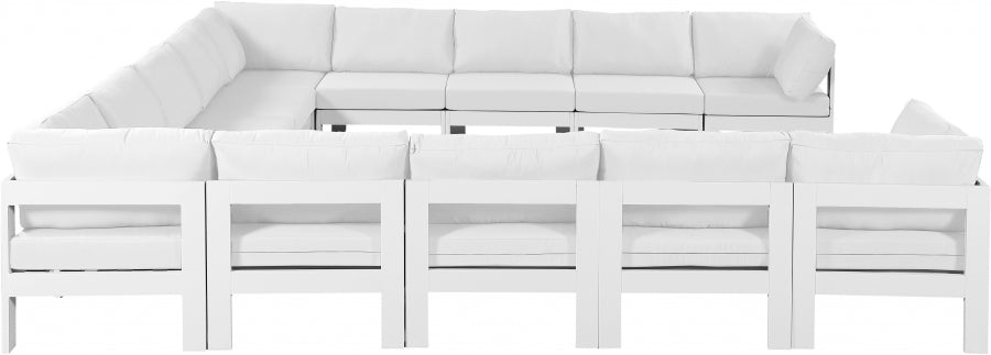 Nizuc 150" Water Resistant Fabric Upholstered Outdoor Patio 13pc. Modular Sectional