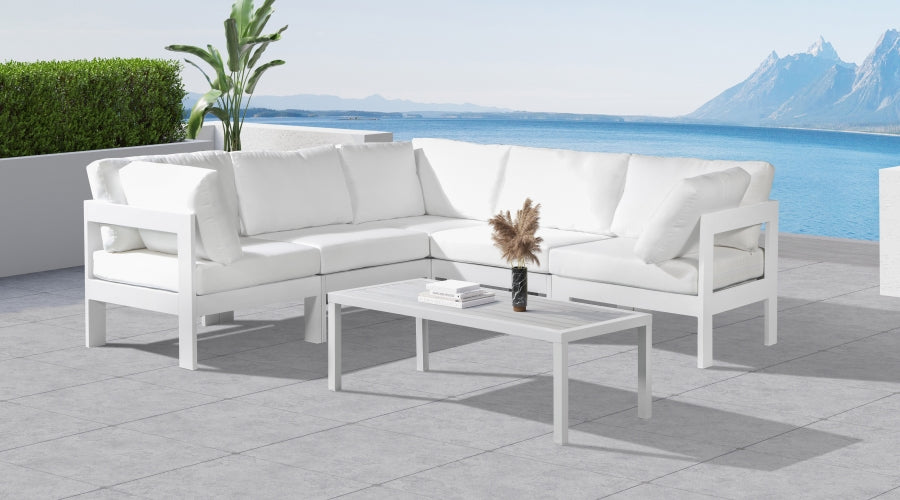 Nizuc 90" Water Resistant Fabric Upholstered Outdoor Patio 5pc. Modular Sectional