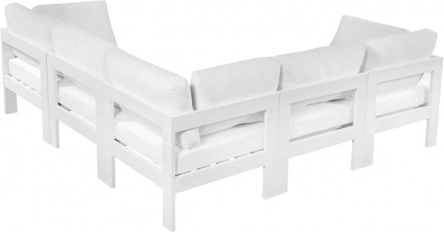 Nizuc 90" Water Resistant Fabric Upholstered Outdoor Patio 5pc. Modular Sectional