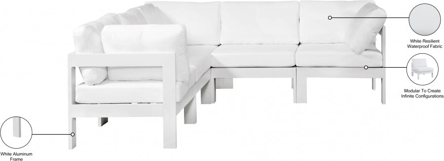 Nizuc 90" Water Resistant Fabric Upholstered Outdoor Patio 5pc. Modular Sectional