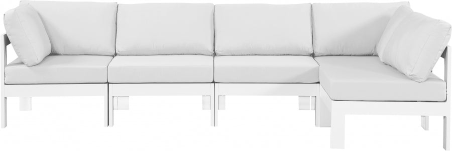 Nizuc 120" Water Resistant Fabric Upholstered Outdoor Patio 5pc. Modular Sectional