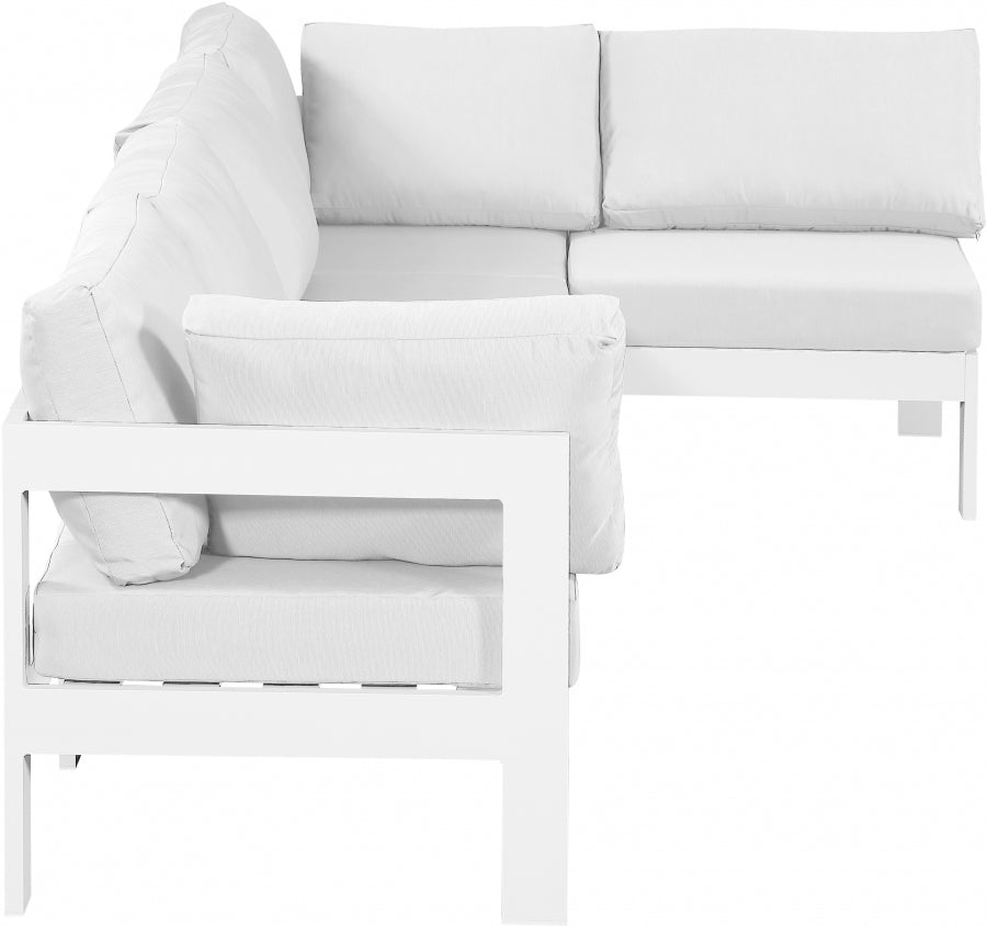Nizuc 120" Water Resistant Fabric Upholstered Outdoor Patio 5pc. Modular Sectional