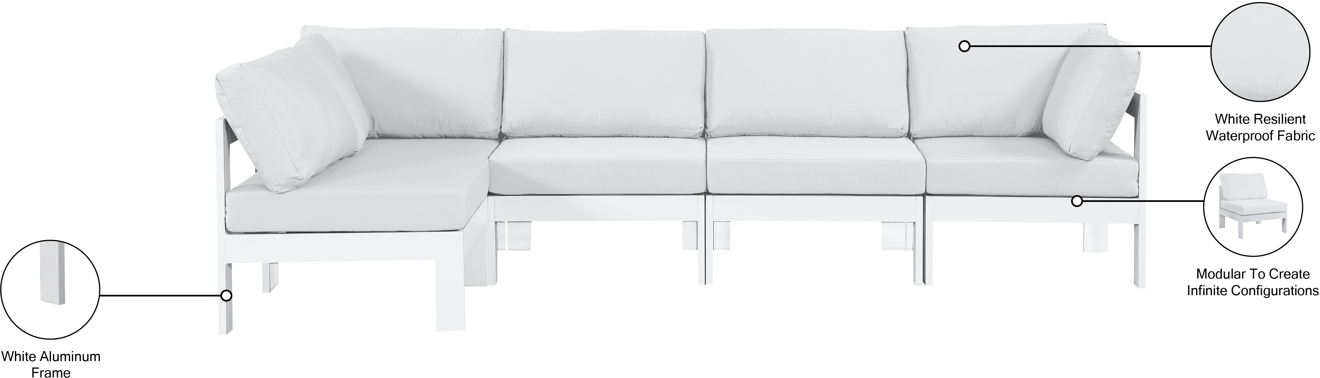 Nizuc 120" Water Resistant Fabric Upholstered Outdoor Patio 5pc. Modular Sectional