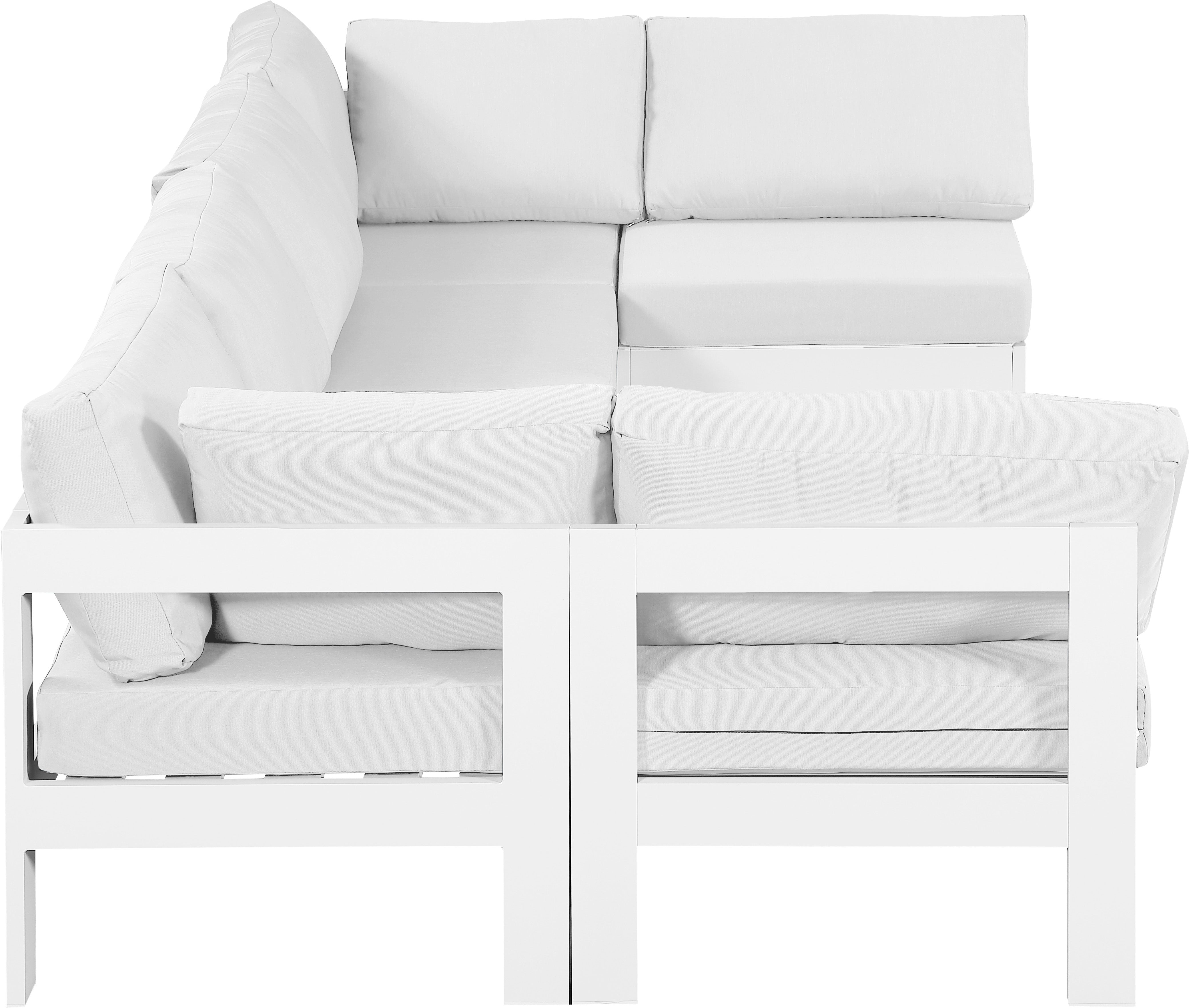 Nizuc 120" Water Resistant Fabric Upholstered Outdoor Patio 6pc. Modular Sectional