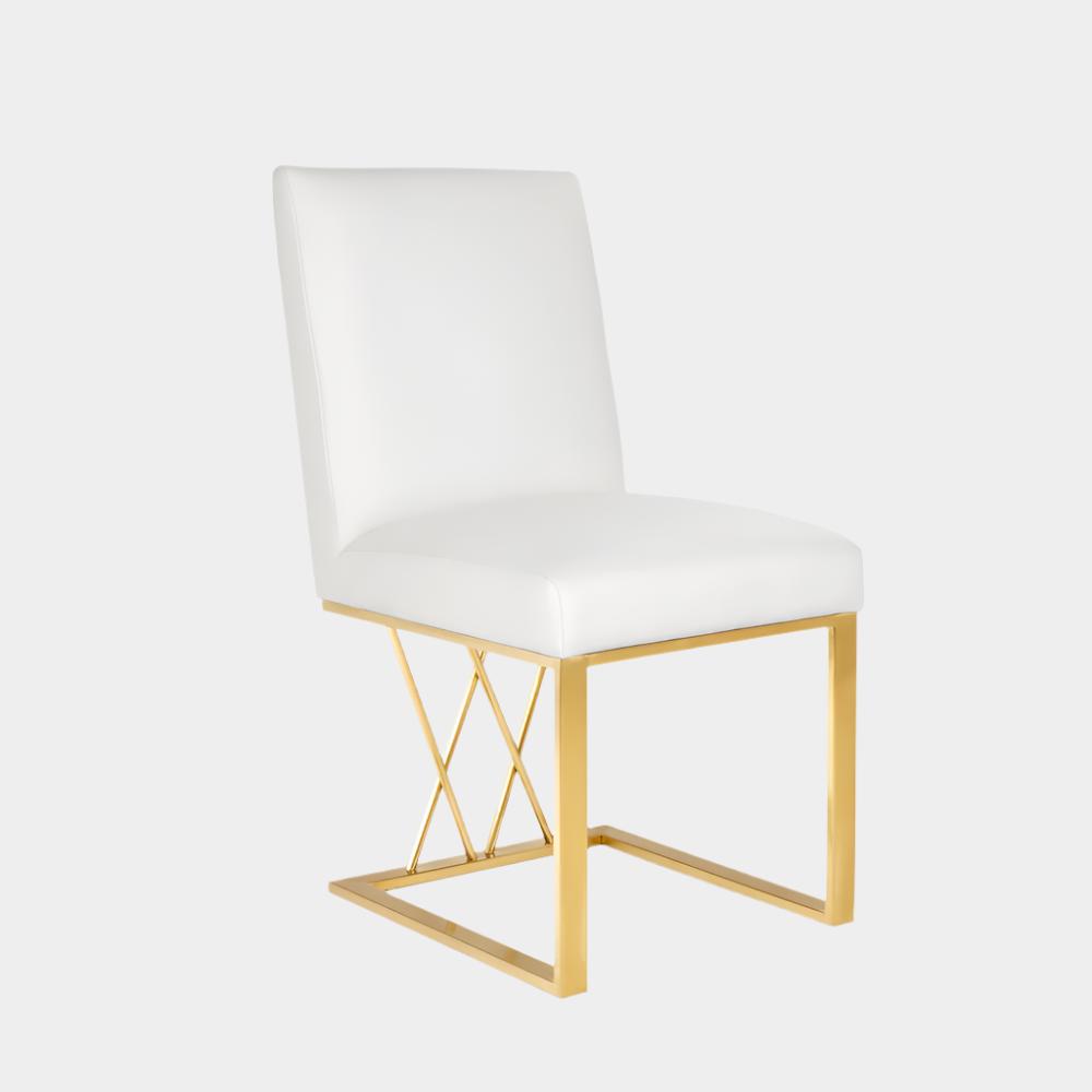 Martini Gold Dining Chair White Leatherette