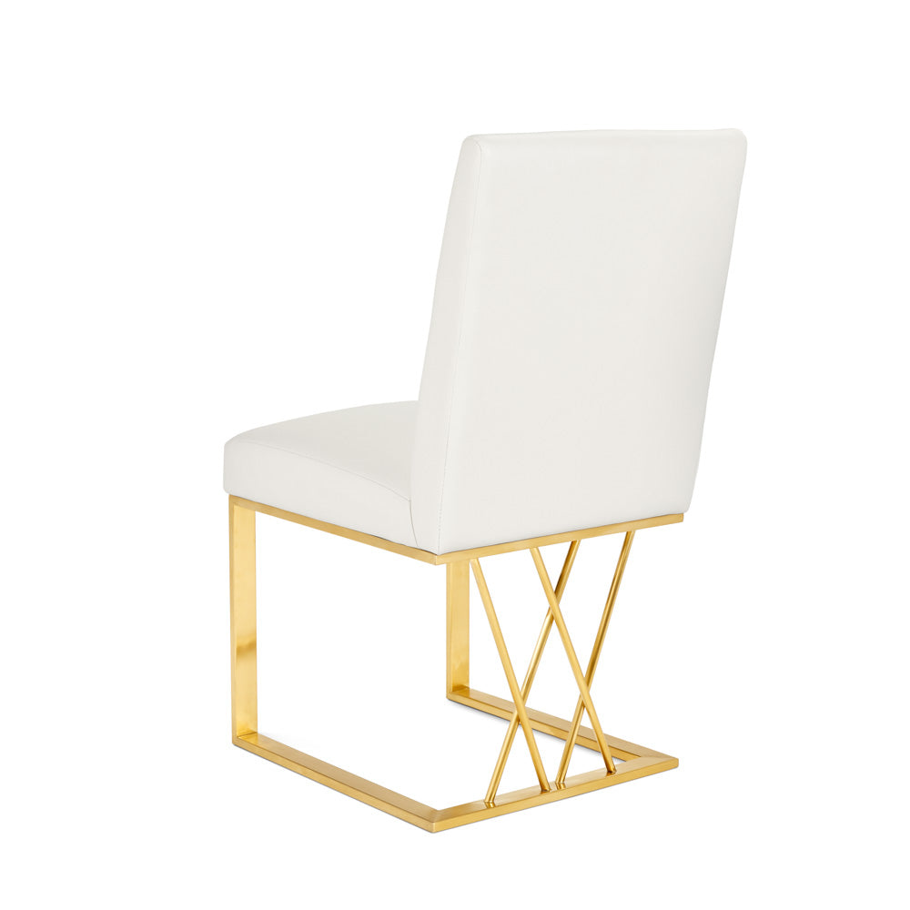 Martini Gold Dining Chair White Leatherette