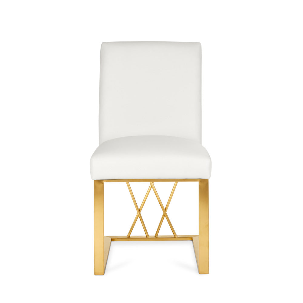 Martini Gold Dining Chair White Leatherette