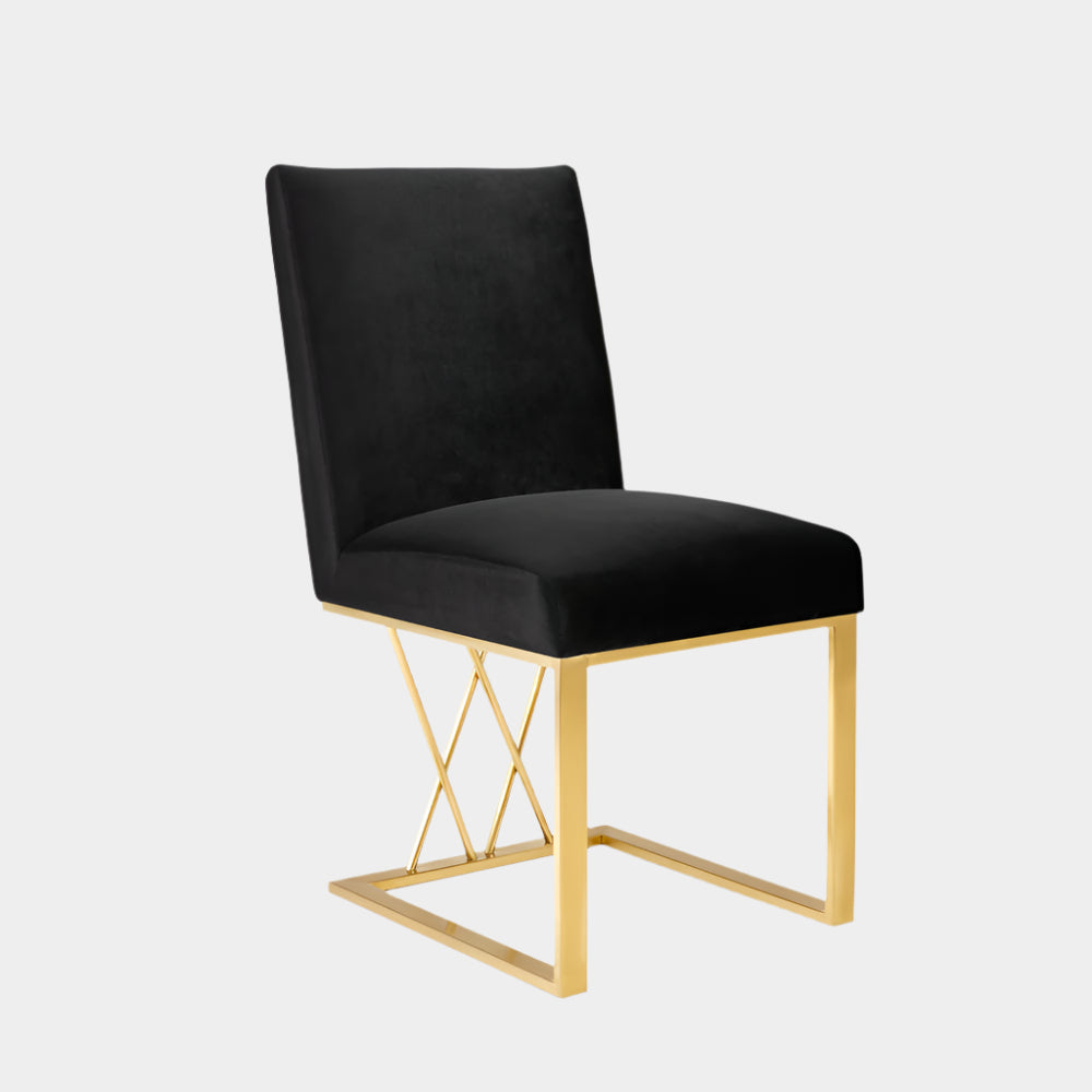 Martini Gold Dining Chair: Black Velvet