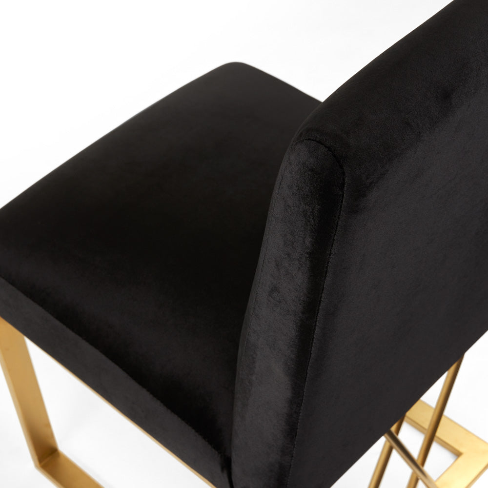 Martini Gold Dining Chair: Black Velvet