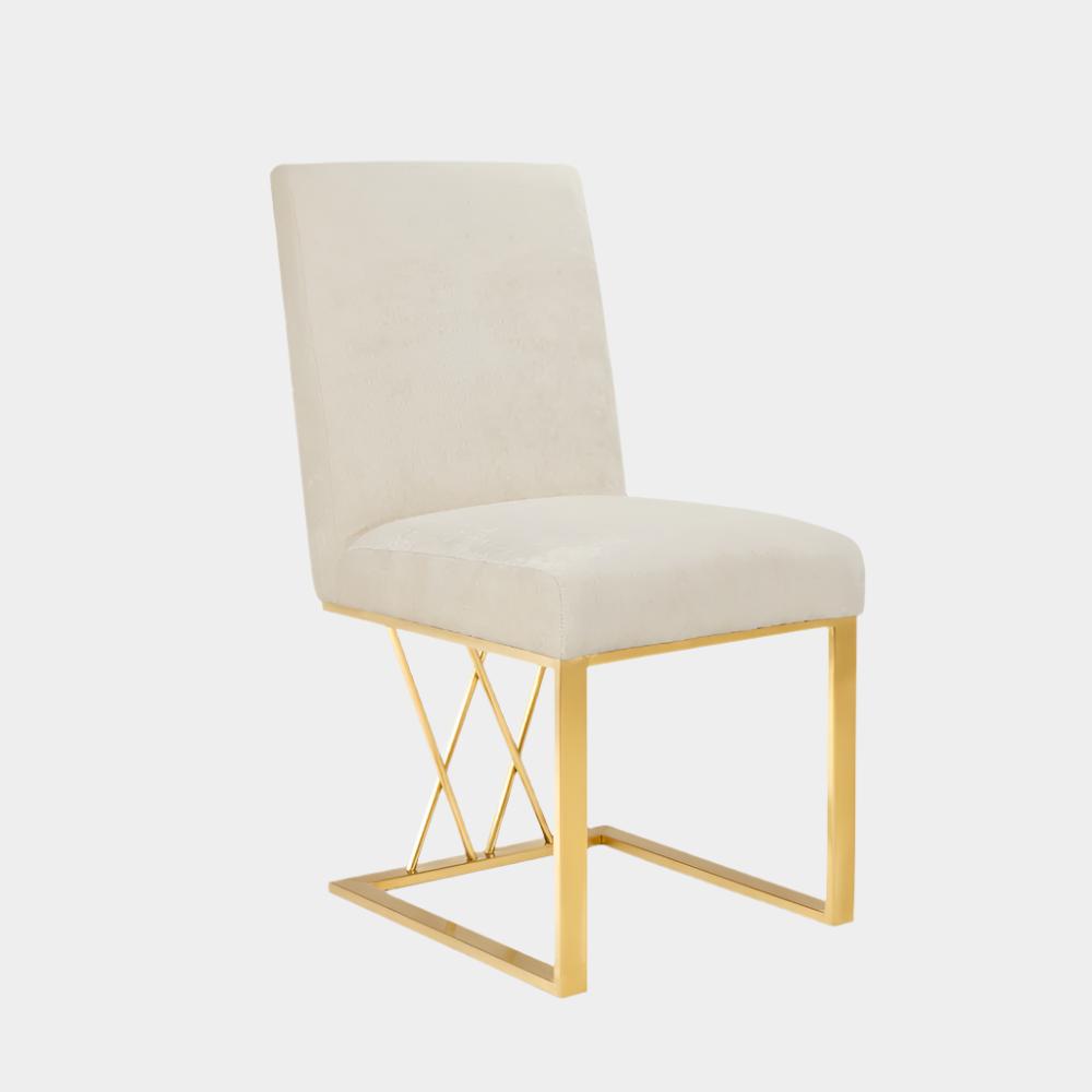 Martini Gold Dining Chair Ivory Linen