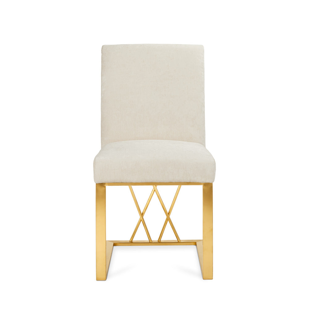 Martini Gold Dining Chair Ivory Linen