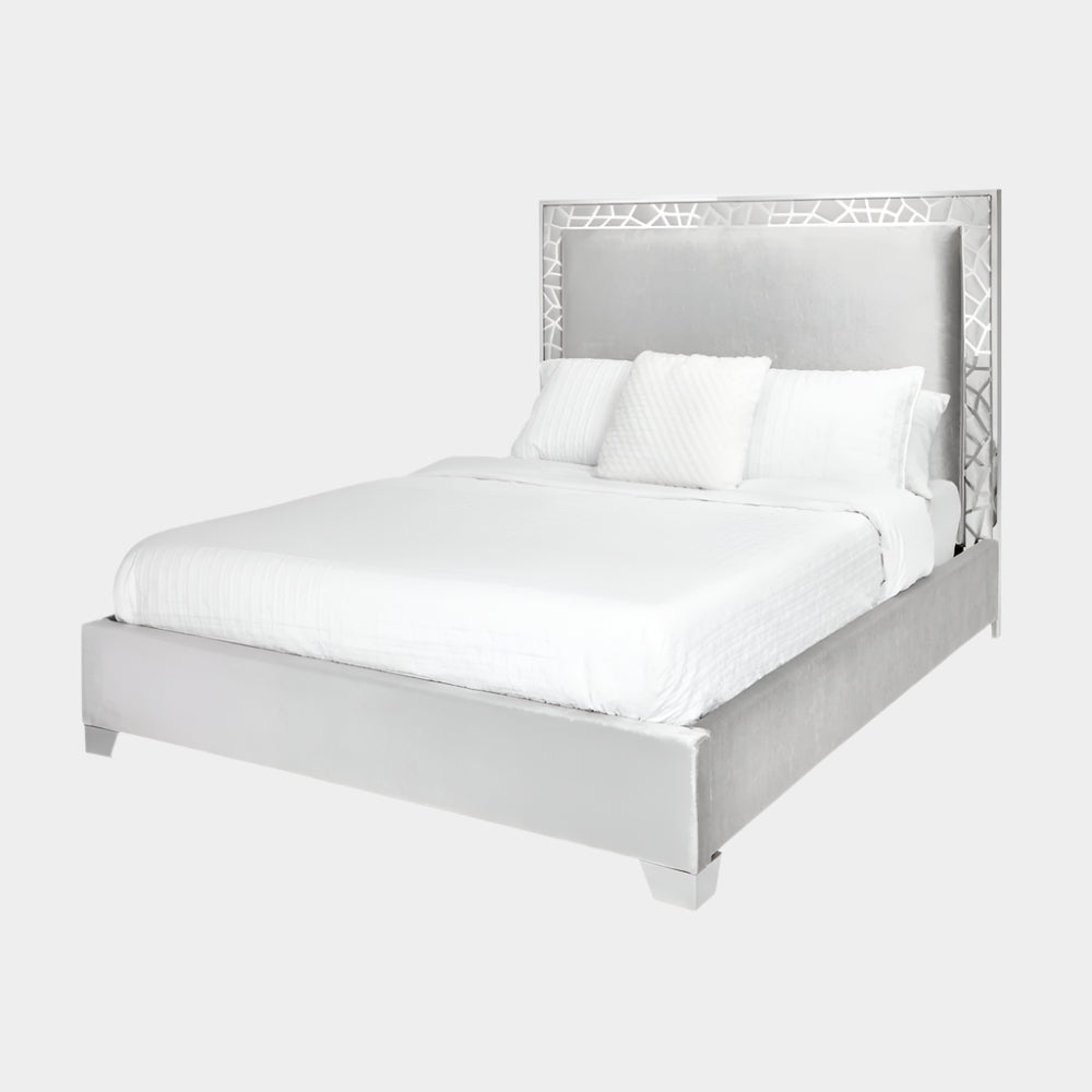 Wellington Bed: Grey Velvet