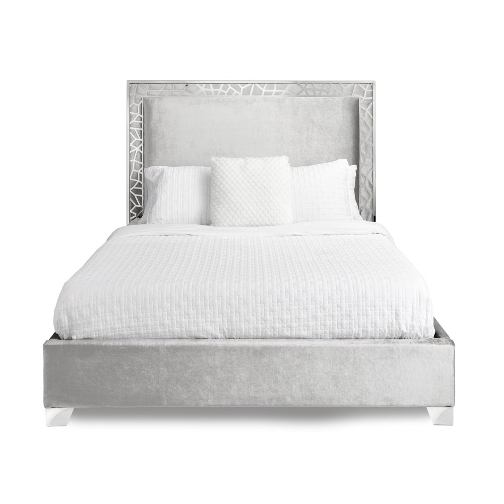 Wellington Bed: Grey Velvet