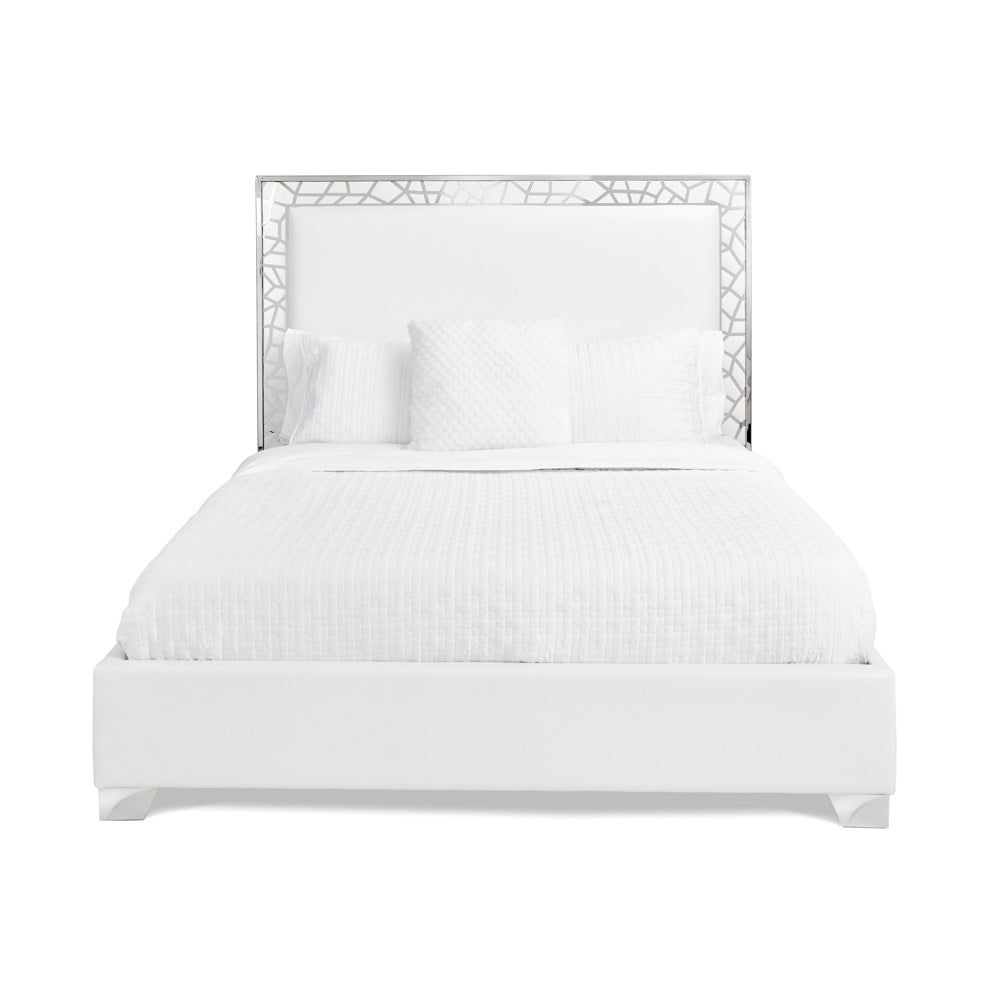 Wellington Bed: White Leatherette