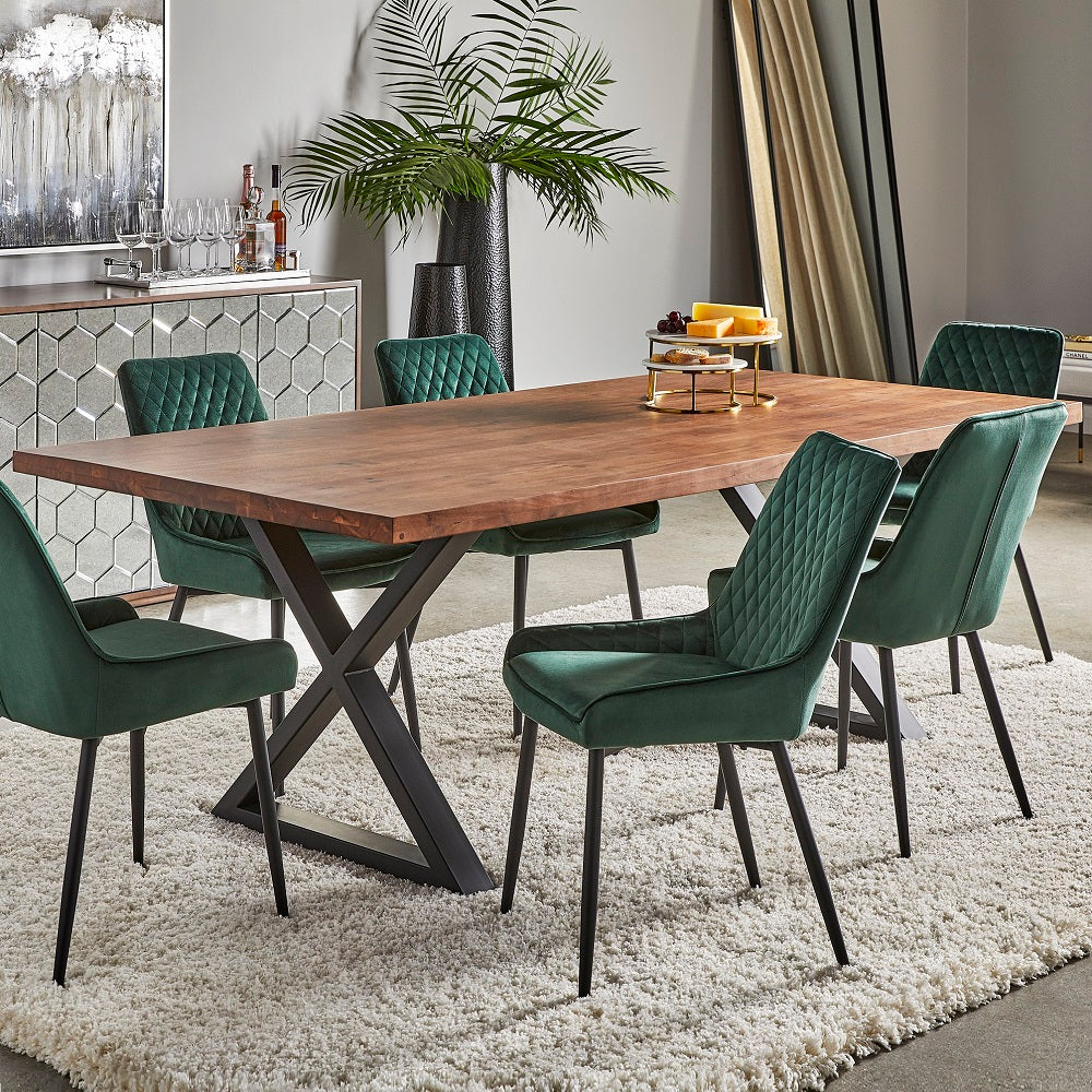 84 inch Straight Edge Dining Table: X Legs