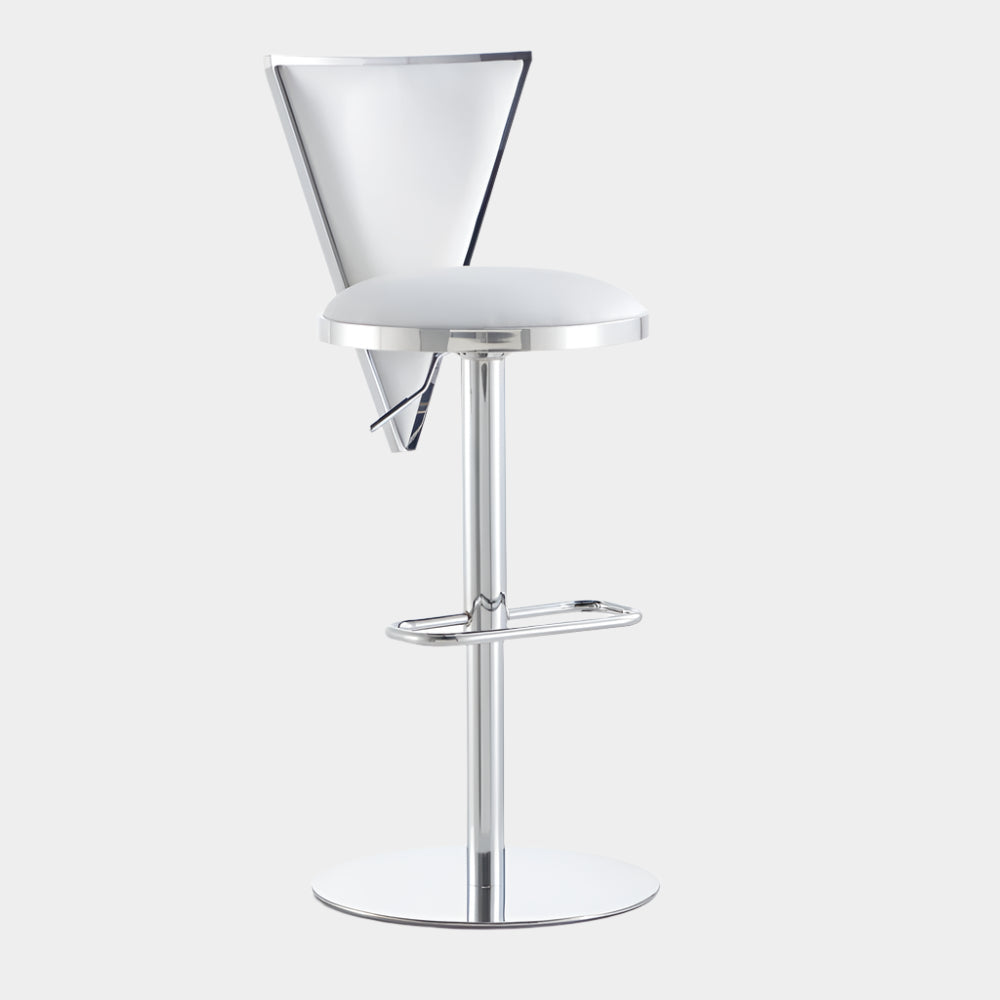 Turin Adjustable Bar Stool: White Leatherette