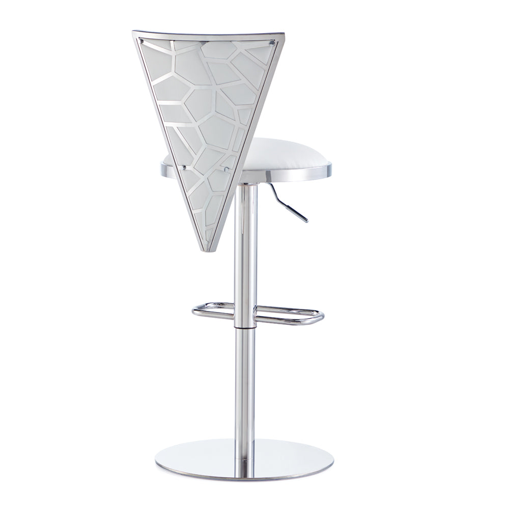 Turin Adjustable Bar Stool: White Leatherette