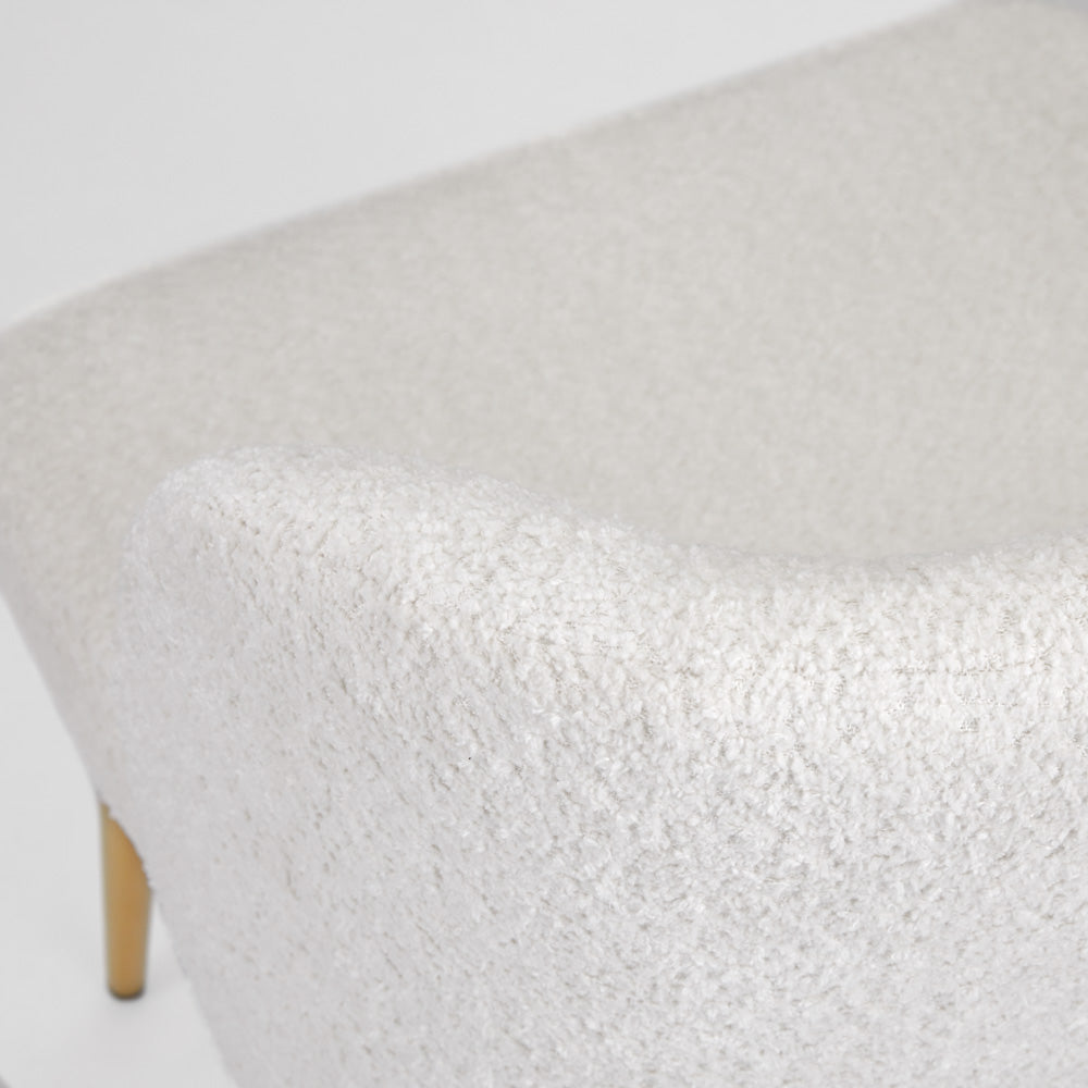 Fortina Dining Chair White Fur Fabric with Gold Legs