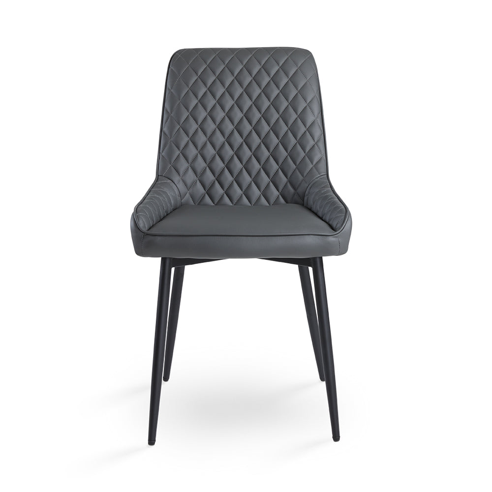 Emily Black Dining Chair Dark Grey Leatherette