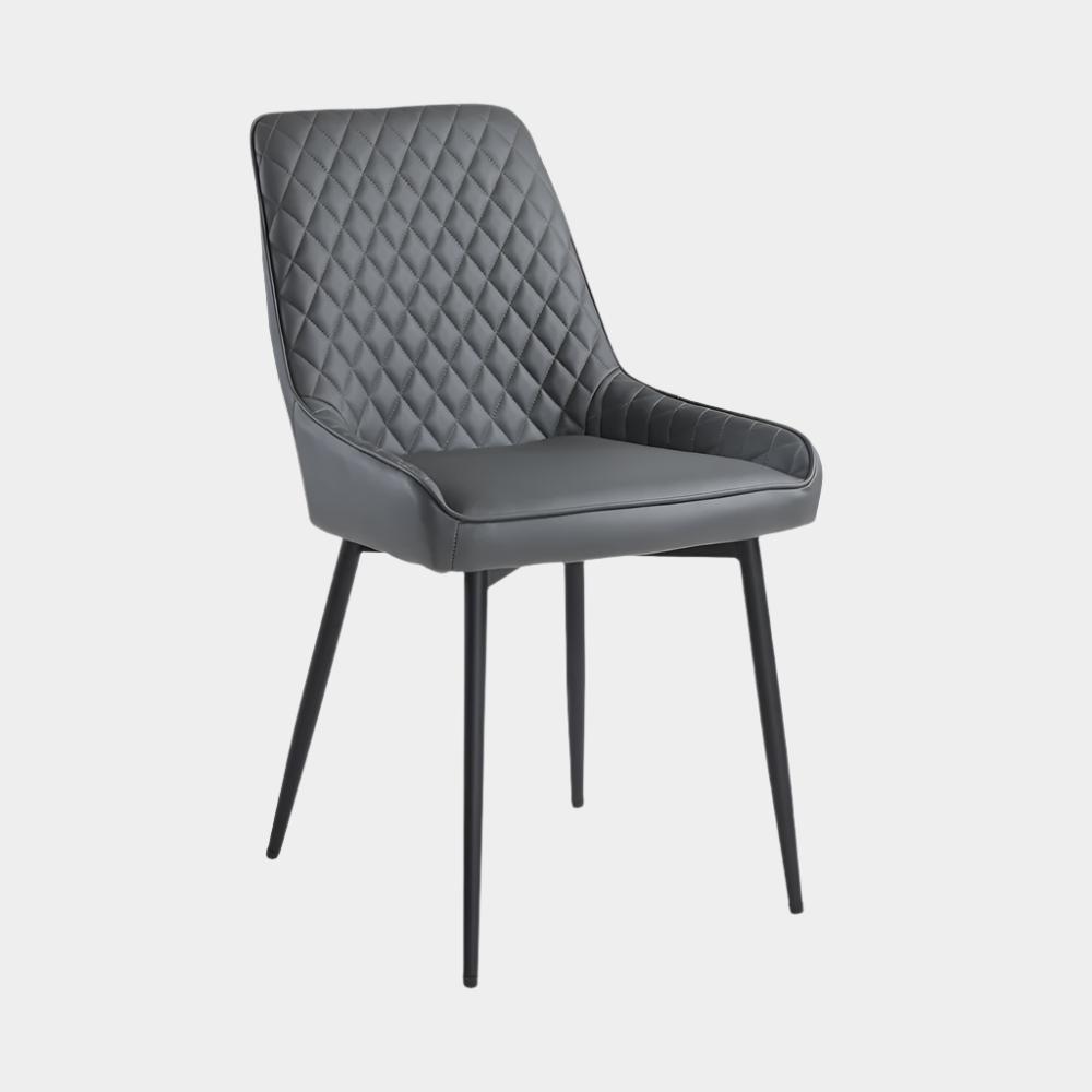 Emily Black Dining Chair Dark Grey Leatherette