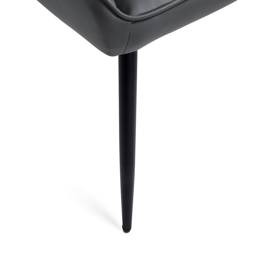 Emily Black Dining Chair Dark Grey Leatherette