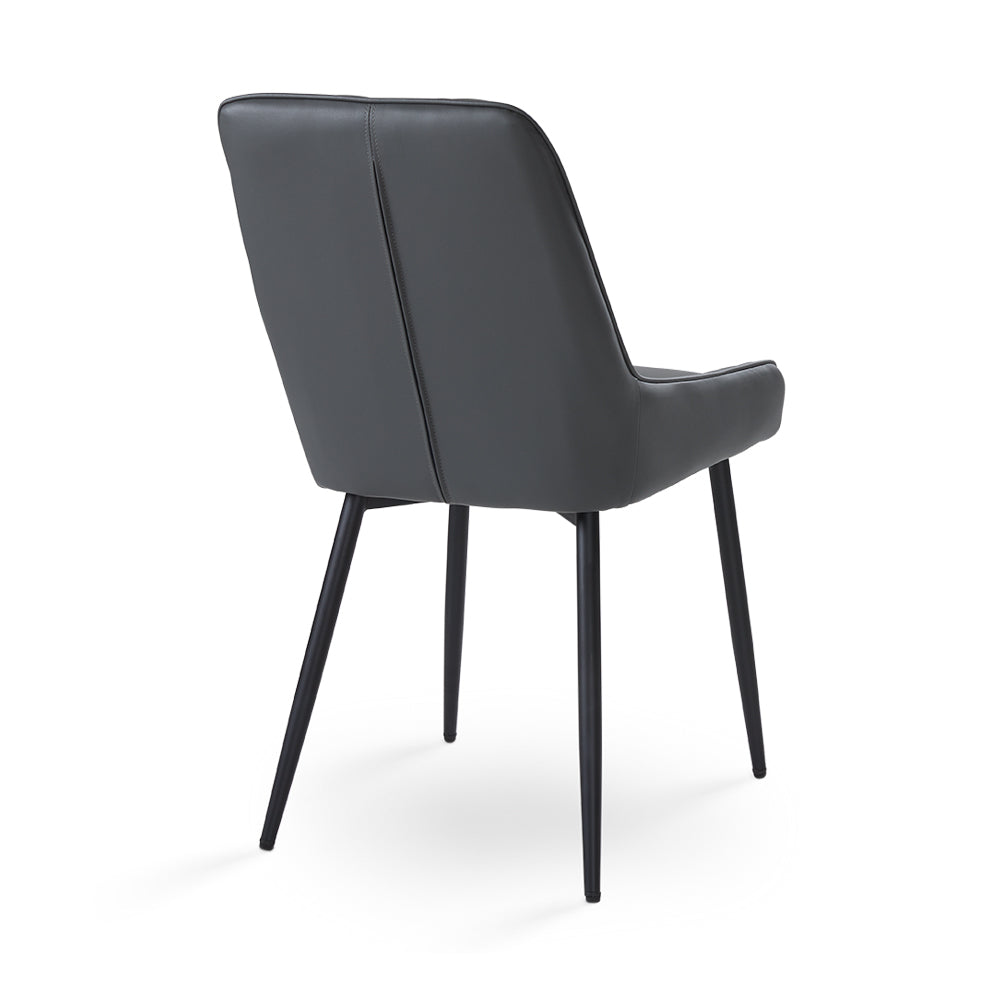 Emily Black Dining Chair Dark Grey Leatherette