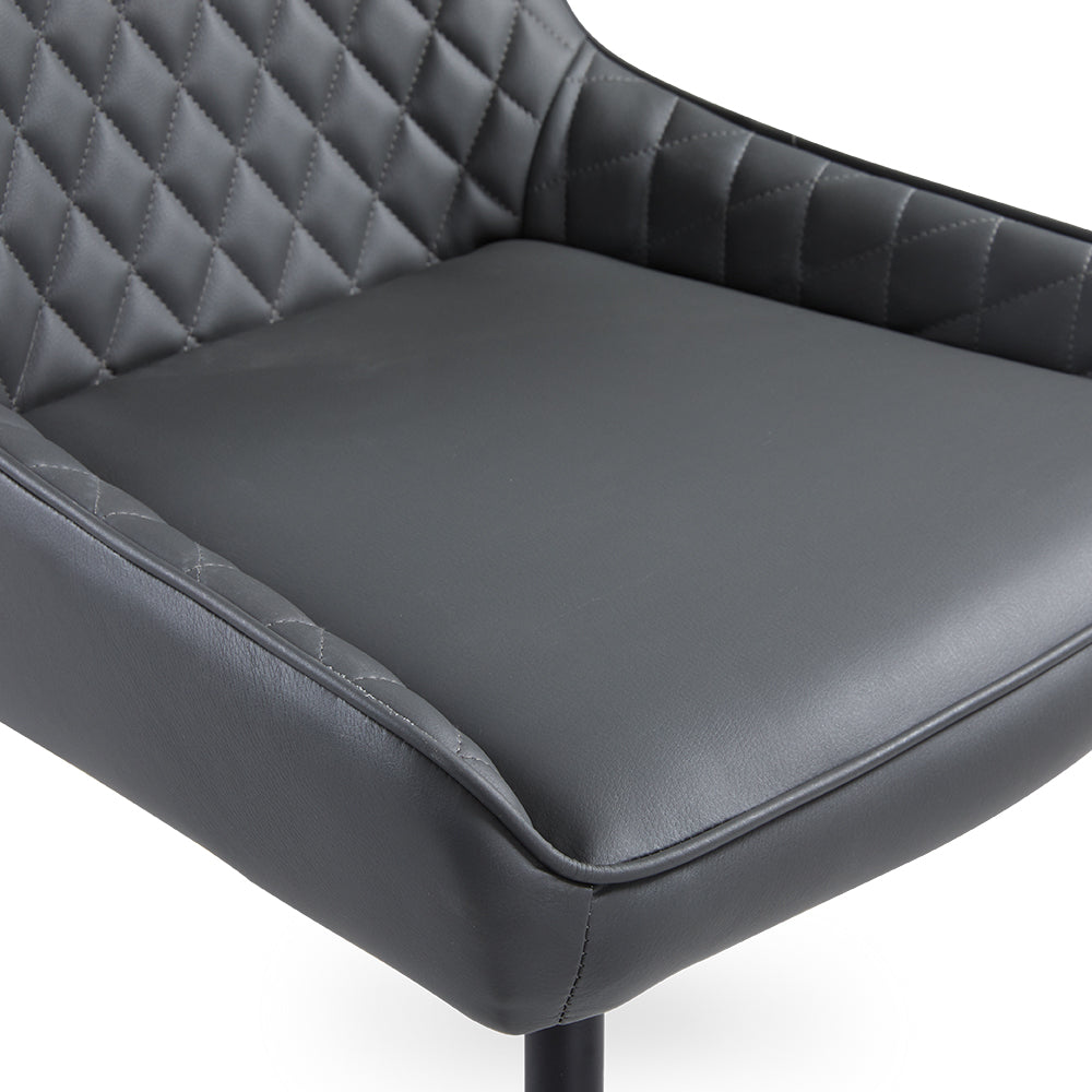 Emily Black Dining Chair Dark Grey Leatherette