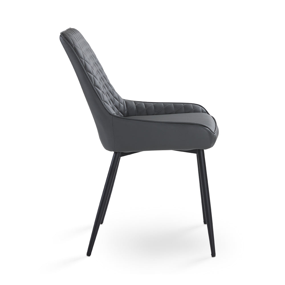 Emily Black Dining Chair Dark Grey Leatherette