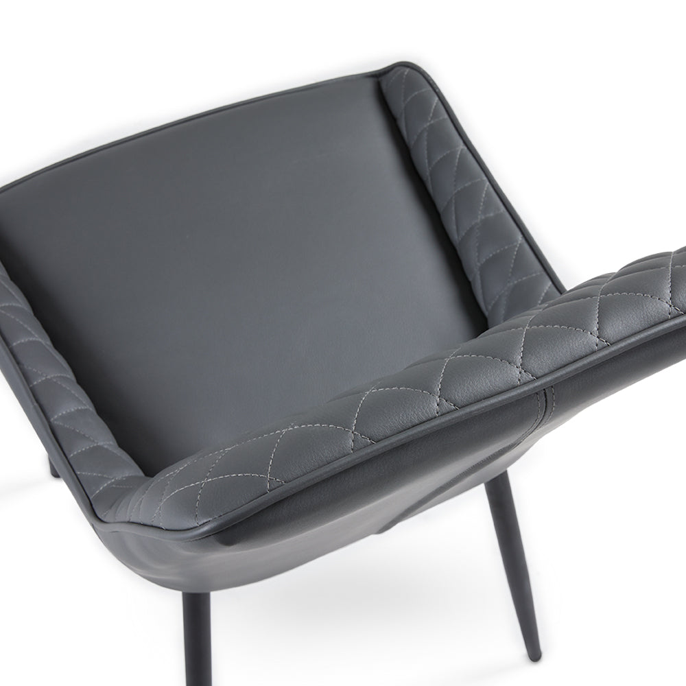 Emily Black Dining Chair Dark Grey Leatherette