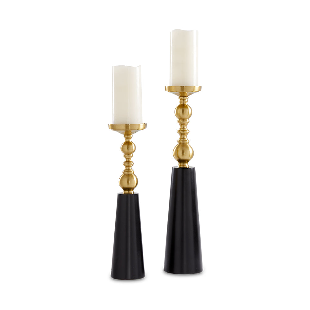 Emilia Spool Pillar Candle Stands - Set of 2