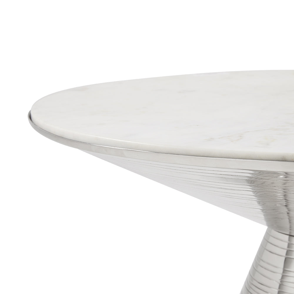 Table basse Valentine en marbre blanc avec cadre argenté