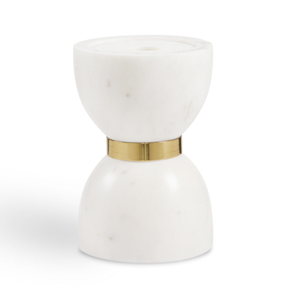 White Marble and Gold Tea Light