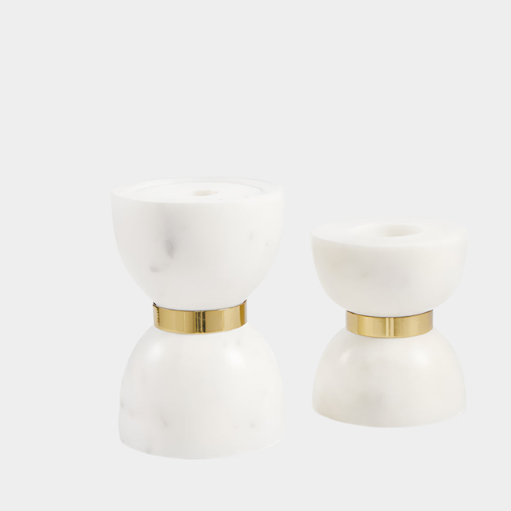 White Marble and Gold Tea Light