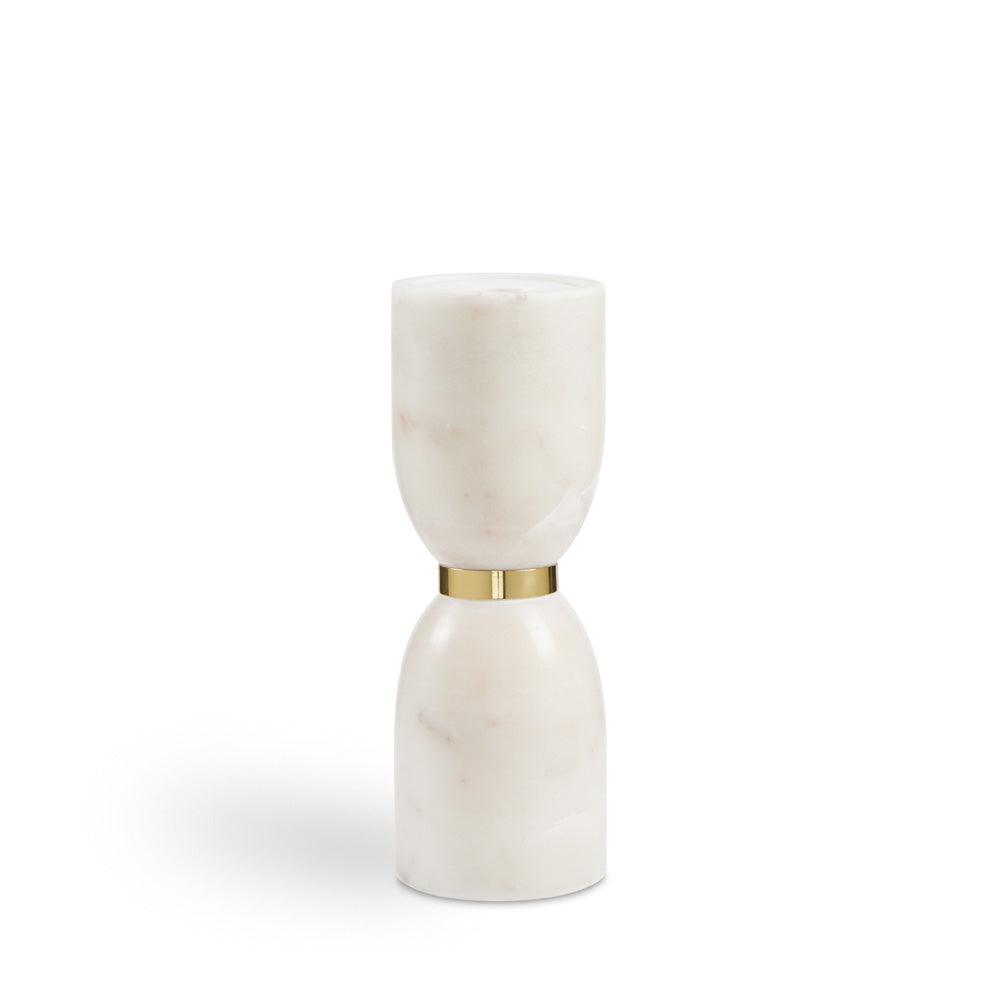 White Marble and Gold Tea Light Large (Set of 2)