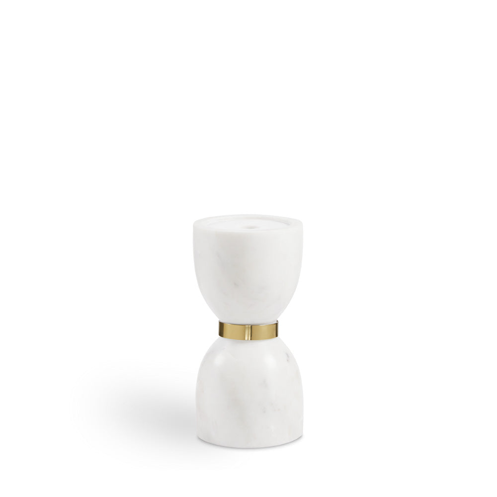 White Marble and Gold Tea Light Large (Set of 2)