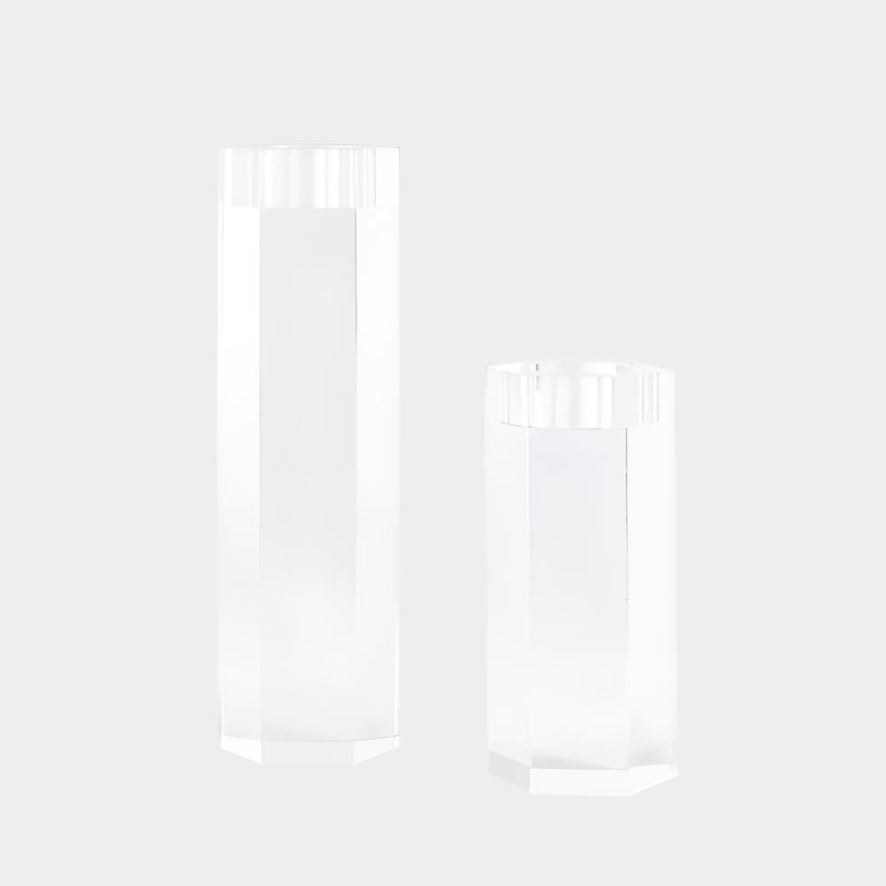 Crystal Acrylic Hexagonal Candle Holders (Set of 2)