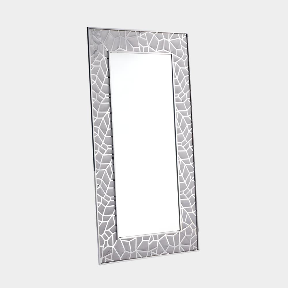 Miroir sur pied Wellington en velours gris