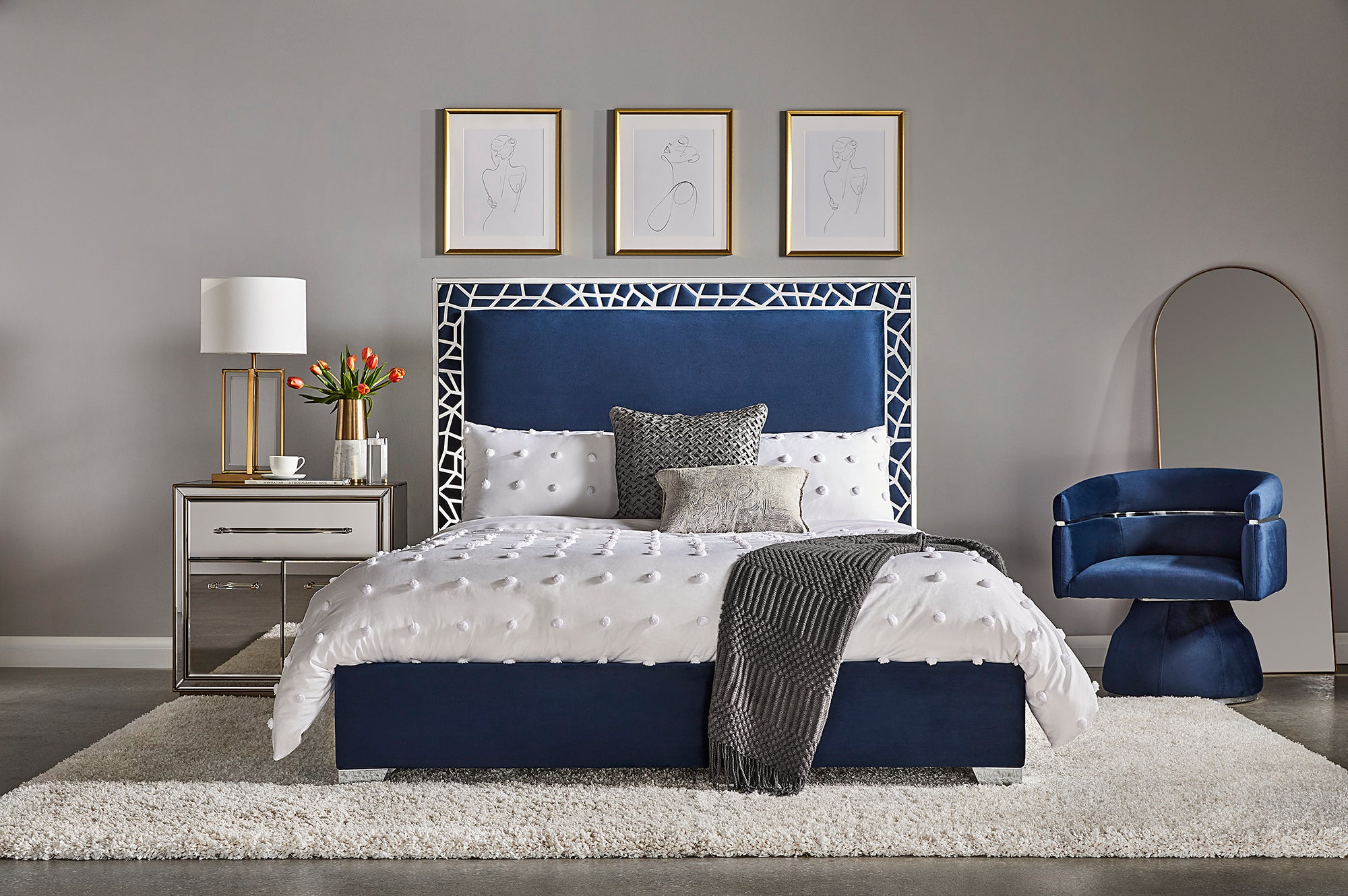 Wellington Beds: Blue Velvet