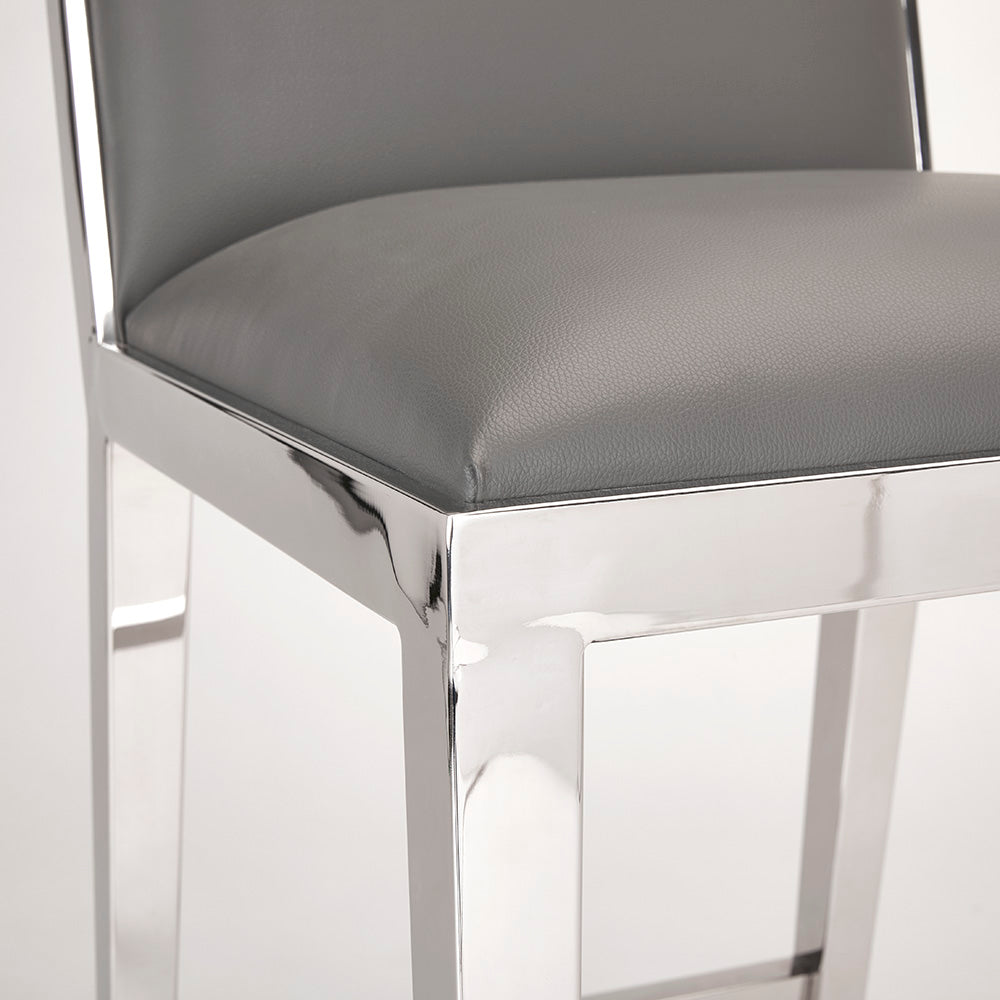 Emario Counter Chair: Grey Leatherette