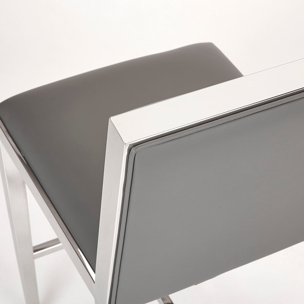 Emario Counter Chair: Grey Leatherette