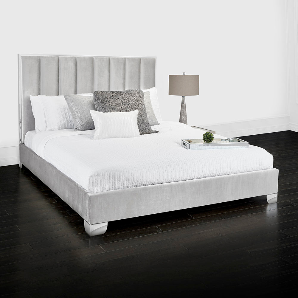 Uriel Bed: Grey Velvet