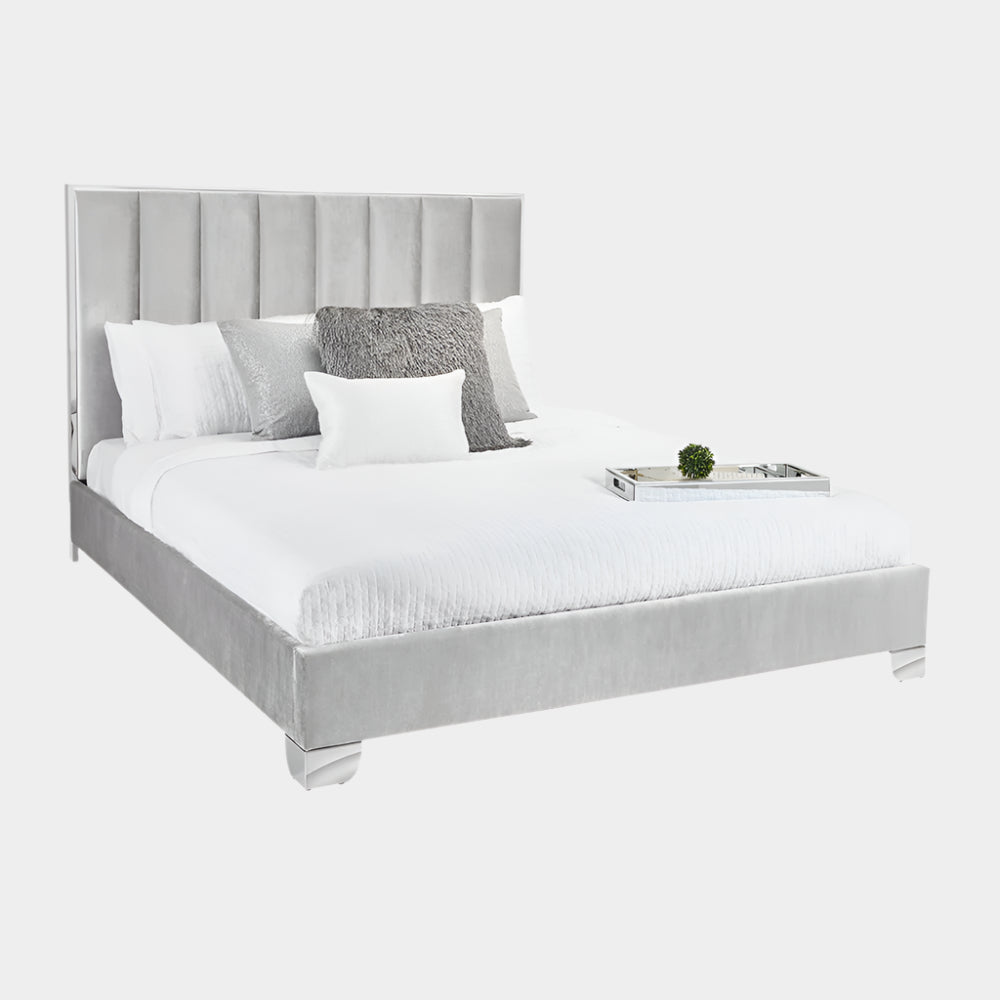 Uriel Bed: Grey Velvet