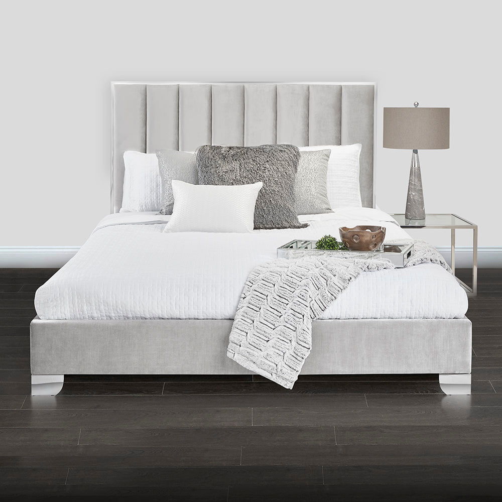 Uriel Bed: Grey Velvet