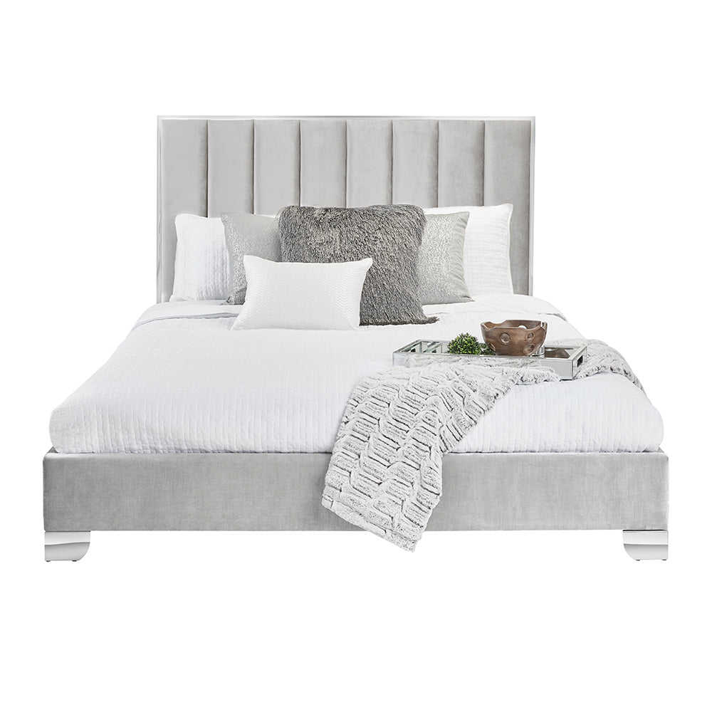 Uriel Bed: Grey Velvet