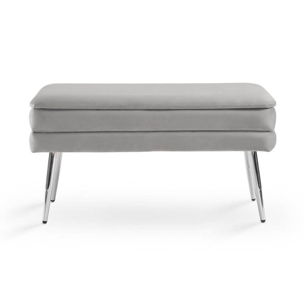 Banc de rangement Enya - Velours gris