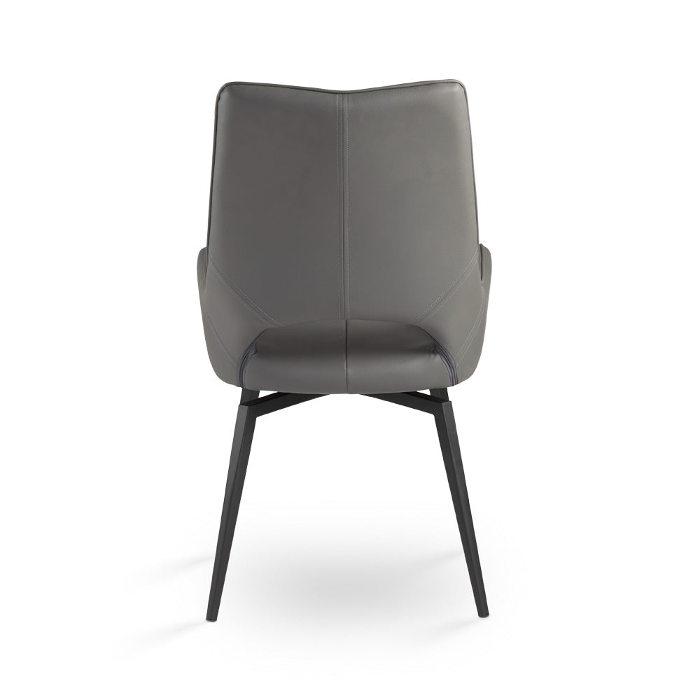 Bromley Swivel Dining Chair: Grey Leatherette with Black legs