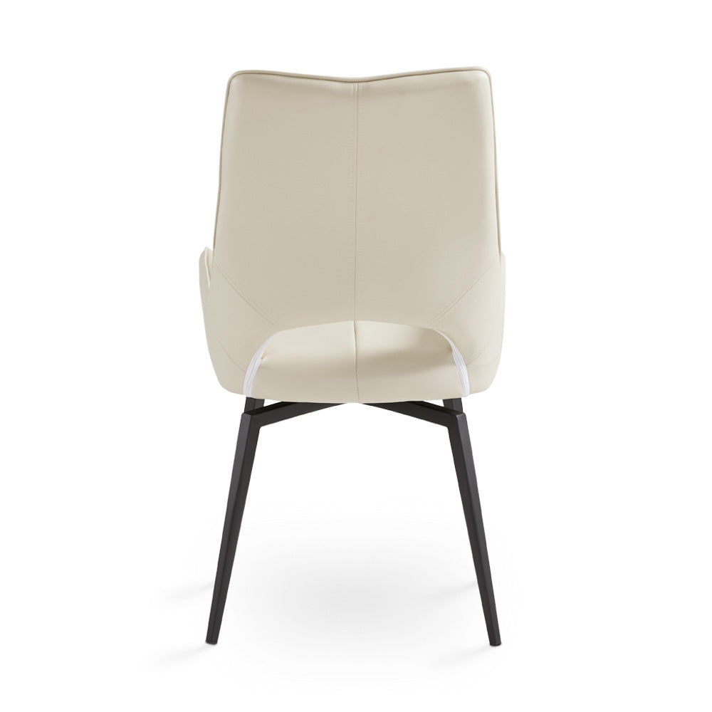 Bromley Swivel Dining Chair: Taupe Leatherette with Black legs